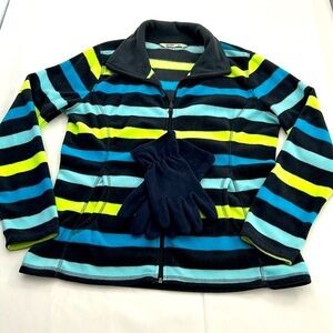 Old Navy Striped Full Zip Fleece Women’s Size Large Matching‎ Gloves